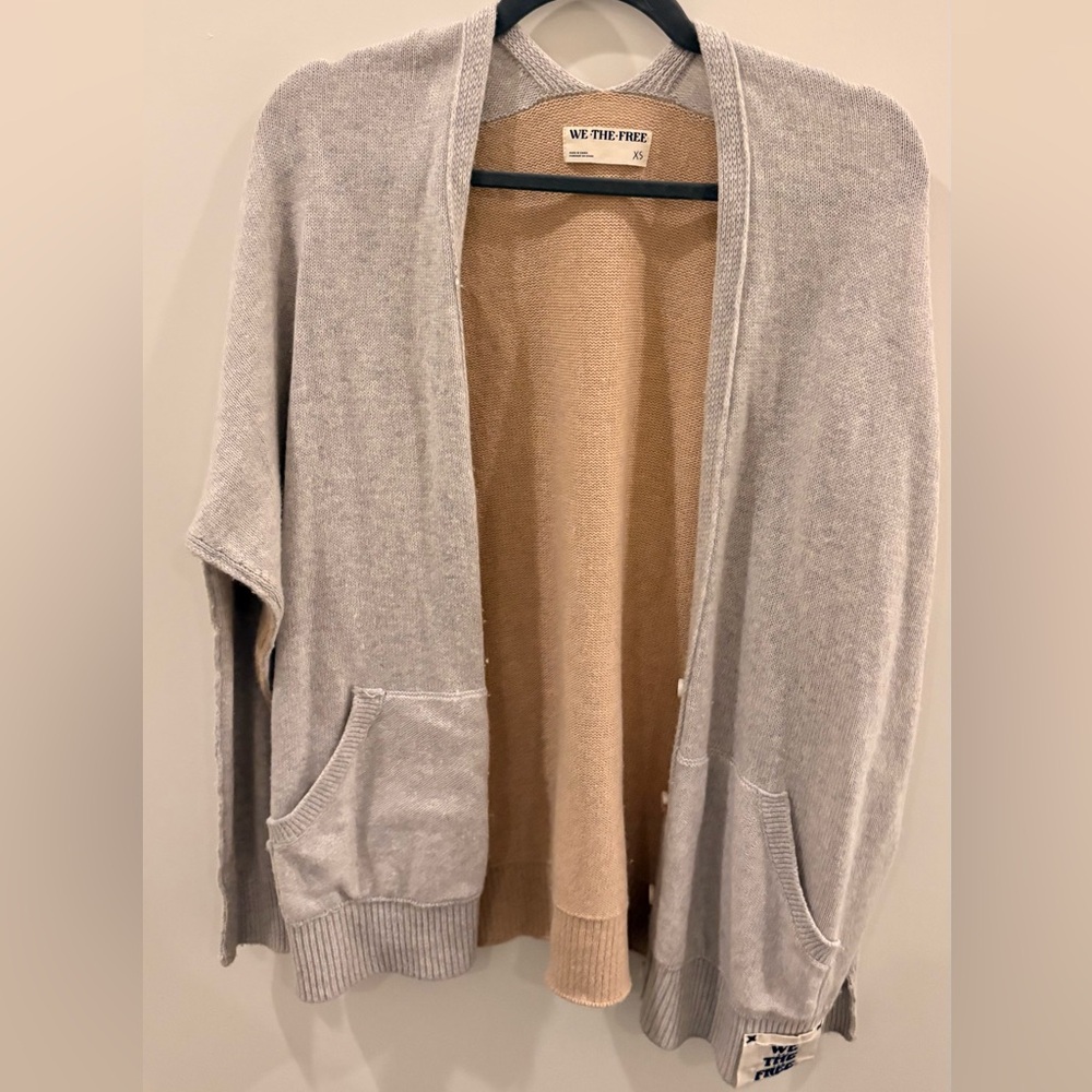 Free People Gray Knit Cardigan